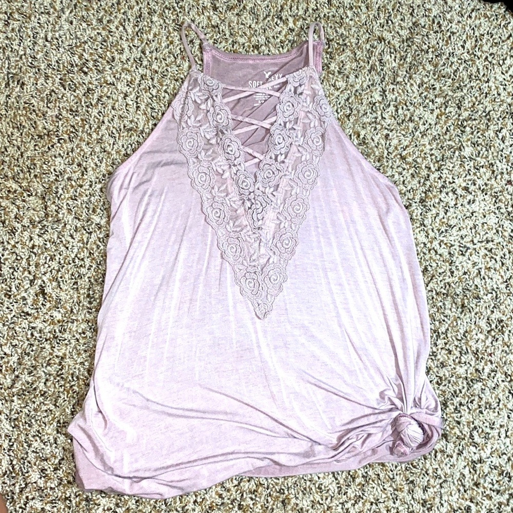 Floral lace spaghetti top